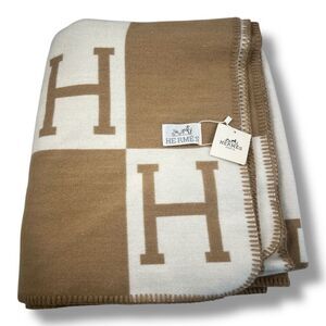 Hermes Lightweight Avalon Brown White Blanket